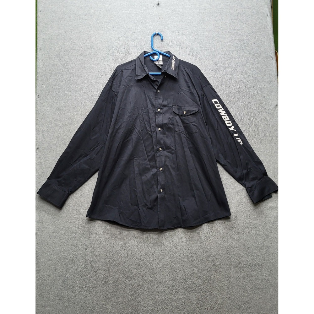 Cowboy Up Men Button Shirt 2XL Black Embroidery Twill Western